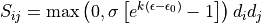 S_{ij} = \max\left(0, \sigma \left[ e^{k (\epsilon - \epsilon_0)} -
1 \right]\right) d_i d_j